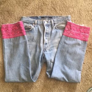 Vintage Emma Black Levi cuff embroidered jeans